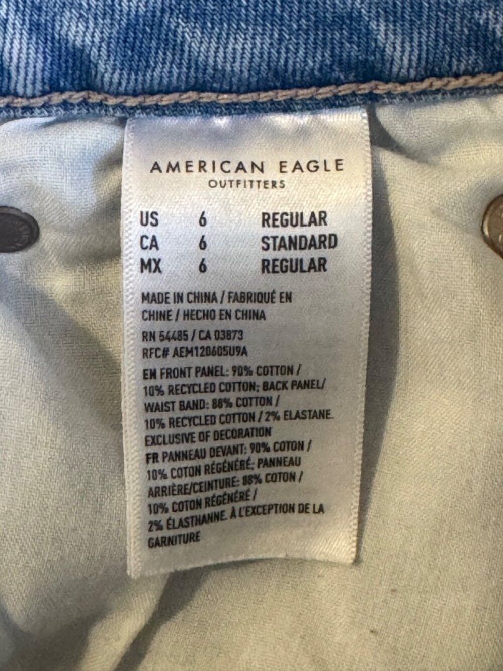 American Eagle AE High-Rise Baggy Wide Leg Ankle Rips Holes Strigid Jeans Size 6 - Picture 8 of 10